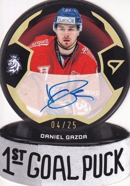 AUTO karta DANIEL GAZDA 23-24 SZ Hokejové Česko 1st Goald Puck Auto /25